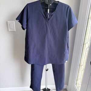 Figs Technical Collection Navy Blue Scrub Set Womens Size Large Tall Nursing